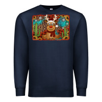 Navy western christmas reindeer with background Premium Sweatshirt - Jasminsmagicworld