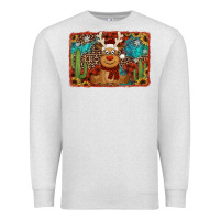 Oatmeal Heather western christmas reindeer with background Premium Sweatshirt - Jasminsmagicworld