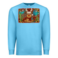 Ocean Blue western christmas reindeer with background Premium Sweatshirt - Jasminsmagicworld