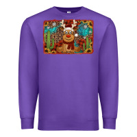 Purple western christmas reindeer with background Premium Sweatshirt - Jasminsmagicworld