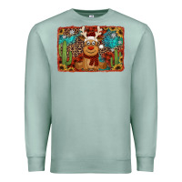 Seafoam western christmas reindeer with background Premium Sweatshirt - Jasminsmagicworld