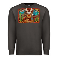 Smoke western christmas reindeer with background Premium Sweatshirt - Jasminsmagicworld
