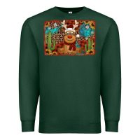 Sports Green western christmas reindeer with background Premium Sweatshirt - Jasminsmagicworld