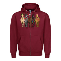 Burgundy horses with christmas Zipper Hoodie - MaliasSmallBusiness