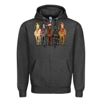 Charcoal Heather horses with christmas Zipper Hoodie - MaliasSmallBusiness
