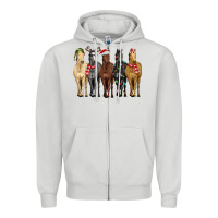 Dove Grey horses with christmas Zipper Hoodie - MaliasSmallBusiness