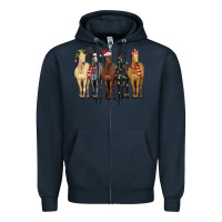 Navy horses with christmas Zipper Hoodie - MaliasSmallBusiness