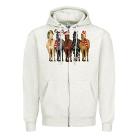 Oatmeal Heather horses with christmas Zipper Hoodie - MaliasSmallBusiness