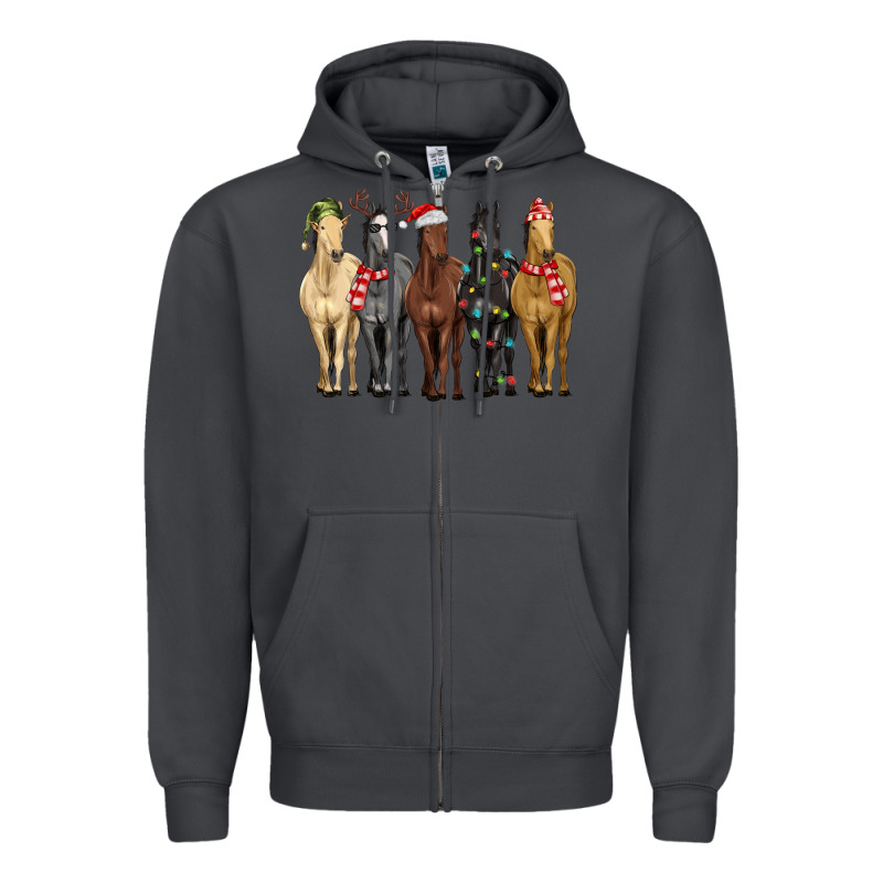 Horses With Christmas Zipper Hoodie by MaliasSmallBusiness | Teevron