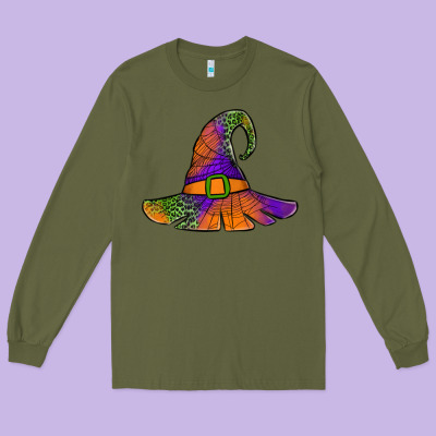 Spider Web Witch Hat Long Sleeve Tee Designed By Jasminsmagicworld