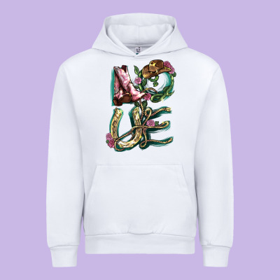 Love Boots Horseshoe Urban Hoodie Designed By Howdyjamesfarm