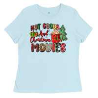 Baby Blue hot cocoa and christmas movies Ladies Tee - Zillion Design Studio
