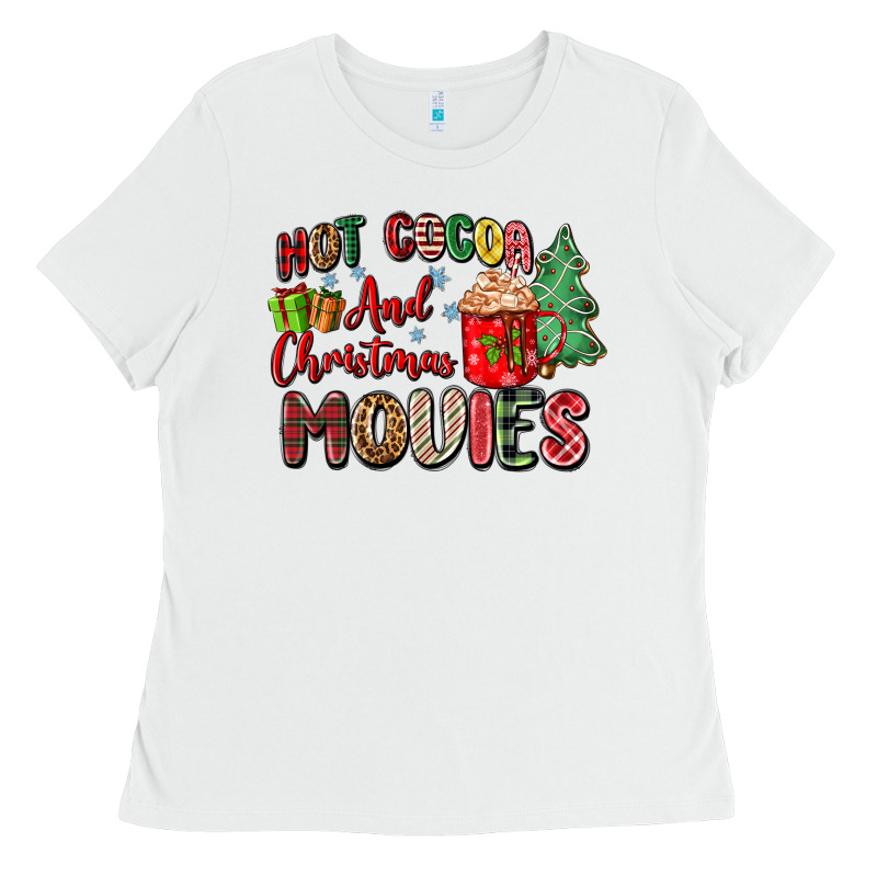 Hot Cocoa And Christmas Movies Ladies Tee by Zillion Design Studio | Teevron
