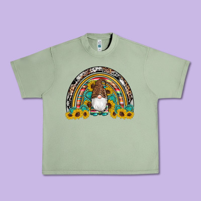 Western Gnome Gemstones Sunflowers Rainbow Urban Heavy Tee Designed By Artiststas