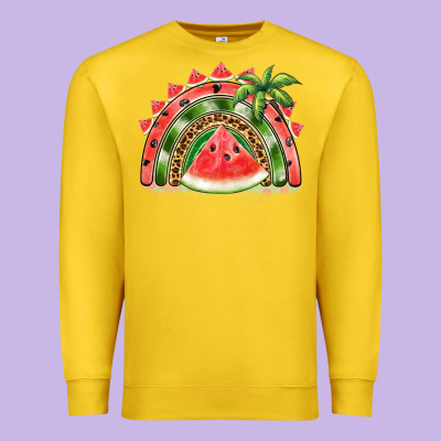 Watermelon Slice  Rainbow Premium Sweatshirt Designed By Barkaloodesign