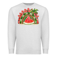 Oatmeal Heather watermelon slice  rainbow Premium Sweatshirt - BarkalooDesign