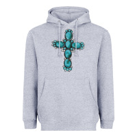 Heather Grey western Gemstone cross Heavyweight Hoodie - Artiststas