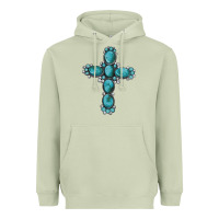 Matcha western Gemstone cross Heavyweight Hoodie - Artiststas