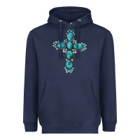 Navy western Gemstone cross Heavyweight Hoodie - Artiststas