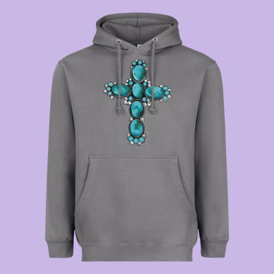 Western Gemstone Cross Heavyweight Hoodie Designed By Artiststas
