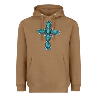 Toasted Coconut western Gemstone cross Heavyweight Hoodie - Artiststas
