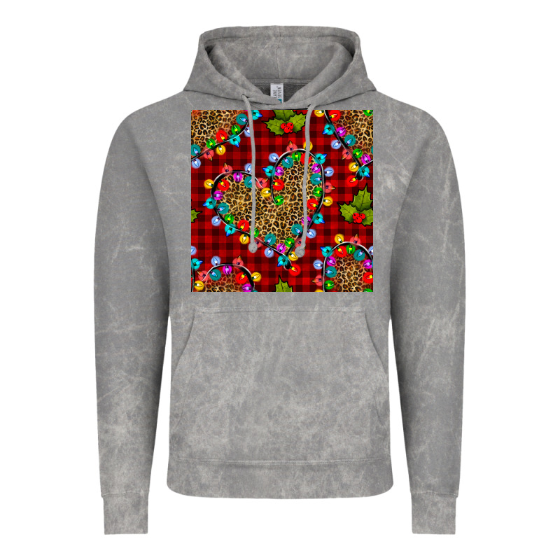 Christmas Lights And Leopard Hearts Seamless Pattern Vintage Hoodie by BundleAndBundleShop | Teevron