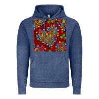 Vintage Denim christmas lights and leopard hearts seamless pattern Vintage Hoodie - BundleAndBundleShop