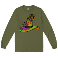 Army Green Witch Hat With Spiders Long Sleeve Tee - Jasminsmagicworld