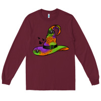 Burgundy Witch Hat With Spiders Long Sleeve Tee - Jasminsmagicworld