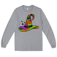 Heather Grey Witch Hat With Spiders Long Sleeve Tee - Jasminsmagicworld