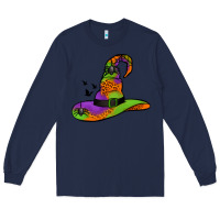 Navy Witch Hat With Spiders Long Sleeve Tee - Jasminsmagicworld