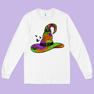 Witch Hat With Spiders Long Sleeve Tee Designed By Jasminsmagicworld