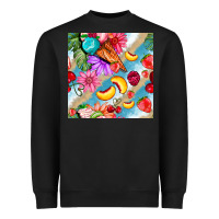 Black flowers ice cream fruit Heavyweight Sweatshirt - BundleAndBundleShop