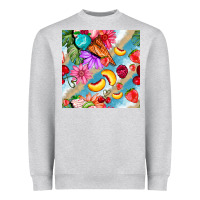 Heather Grey flowers ice cream fruit Heavyweight Sweatshirt - BundleAndBundleShop