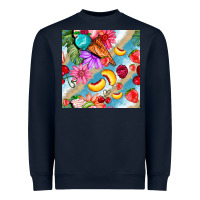 Navy flowers ice cream fruit Heavyweight Sweatshirt - BundleAndBundleShop