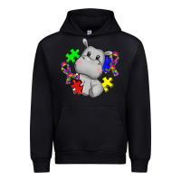 Black autism hippopotamus Urban Hoodie - CowGirlArtShop