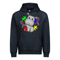 Navy autism hippopotamus Urban Hoodie - CowGirlArtShop