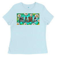 Baby Blue Turquoise and Daisy Mama Ladies Tee - RanaPortraitStore