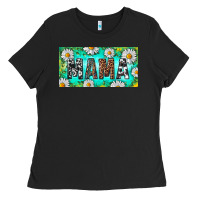Black Turquoise and Daisy Mama Ladies Tee - RanaPortraitStore