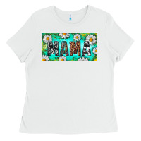 White Turquoise and Daisy Mama Ladies Tee - RanaPortraitStore