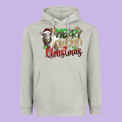 Merry Cluckin Christmas Heavyweight Hoodie Designed By Sublimationcraftshop