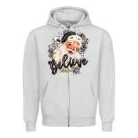 Dove Grey believe buffalo plaid white christmas santa claus Zipper Hoodie - MaliasSmallBusiness