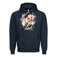 Navy believe buffalo plaid white christmas santa claus Zipper Hoodie - MaliasSmallBusiness