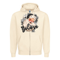 Sandshell believe buffalo plaid white christmas santa claus Zipper Hoodie - MaliasSmallBusiness