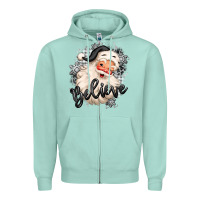 Seafoam believe buffalo plaid white christmas santa claus Zipper Hoodie - MaliasSmallBusiness