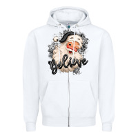 White believe buffalo plaid white christmas santa claus Zipper Hoodie - MaliasSmallBusiness