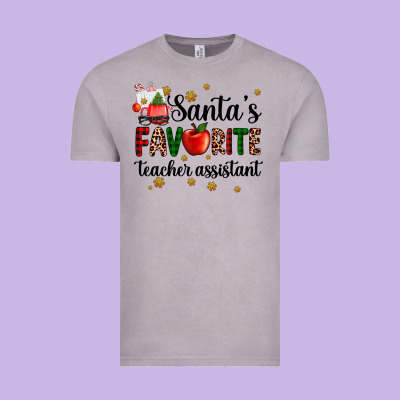 Santa's Favorite Teacher Assistant Vintage Tee Designed By Adodesignshop