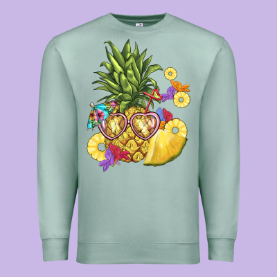 Pineapple Enjoying Premium Sweatshirt Designed By Barkaloodesign