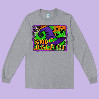 Witch's Hat 100 That Witch Long Sleeve Tee Designed By Jasminsmagicworld