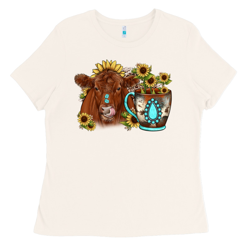 Sunflower Coffee Cup Red Angus Gemstone Ladies Tee by JahusDesignShop | Teevron